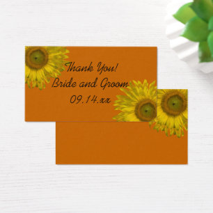 Yellow Sunflower on Orange Wedding Favour Tags