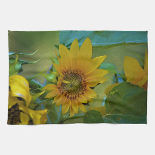 Yellow Sunflower Painting Garden Floral Art Kitchen Towel