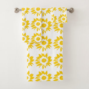 Yellow Sunflower Pattern Bath Towel Set
