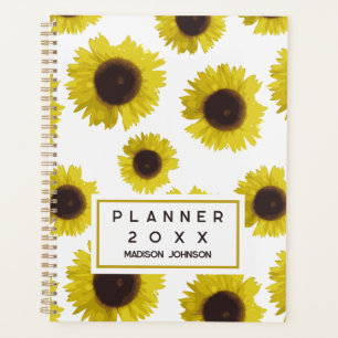 Yellow Sunflower Pattern Floral Personalized Planner