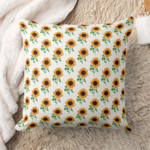 Yellow Sunflower Pattern Floral Throw Pillow