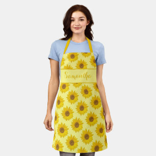 Yellow Sunflower Pattern Personalized Apron