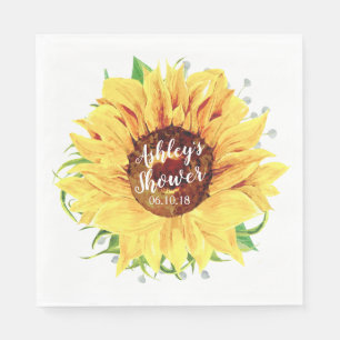 Yellow Sunflower Personalized Bridal Shower Napkin