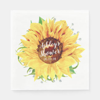 Yellow Sunflower Personalized Bridal Shower Napkin