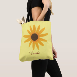 Yellow Sunflower Personalized Tote Bags
