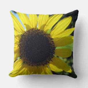 Yellow Sunflower & Pink Roses Cotton Throw Pillow