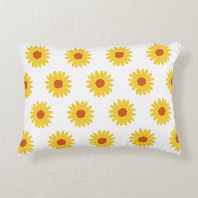 Yellow Sunflower Pretty Retro Y2K Pattern Accent Pillow (Front)