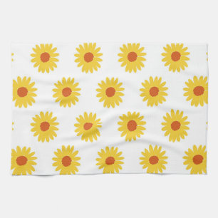 Yellow Sunflower Pretty Retro Y2K Pattern Kitchen Towel
