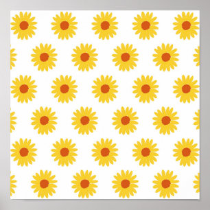 Yellow Sunflower Pretty Retro Y2K Pattern Poster