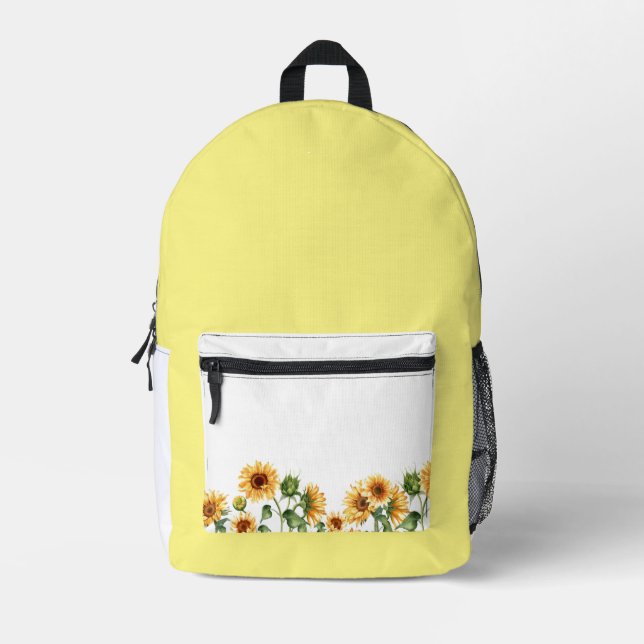 YELLOW SUNFLOWER PRINTED BACKPACK (Front)