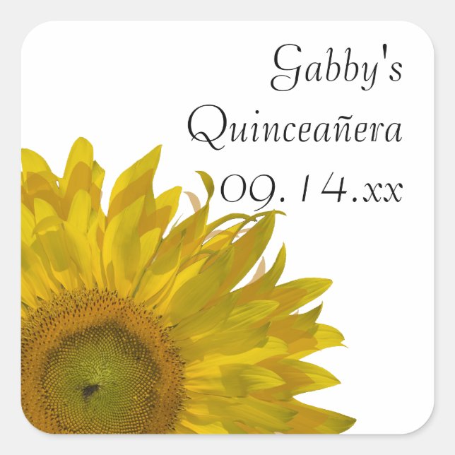Yellow Sunflower Quinceanera Favour Tags (Front)