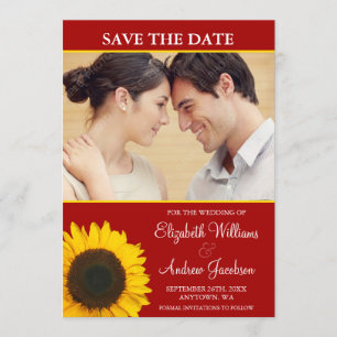Yellow Sunflower Red Photo Save the Date