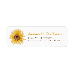 Yellow Sunflower Return Address Label