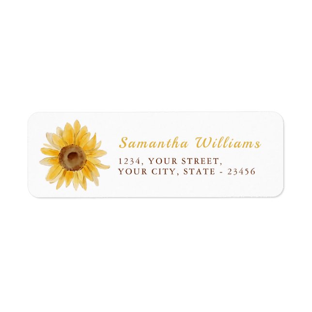 Yellow Sunflower Return Address Label (Front)