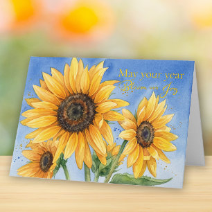 Yellow Sunflower Rosh Hashanah Wishes Card