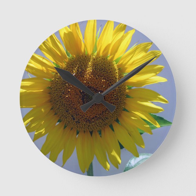 Yellow Sunflower Round Clock (Front)