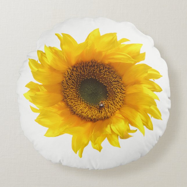 yellow sunflower round pillow (Front)
