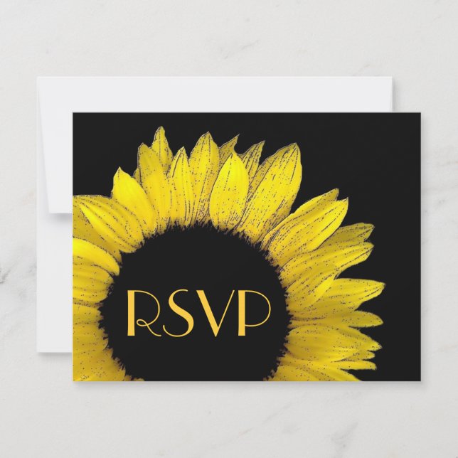 Yellow Sunflower RSVP Wedding Response Card (Front)