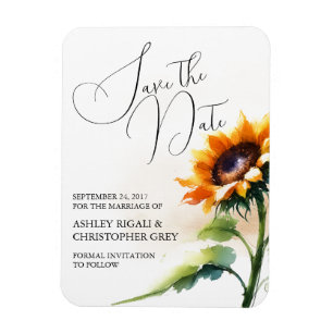 Yellow Sunflower Save The Date Magnet