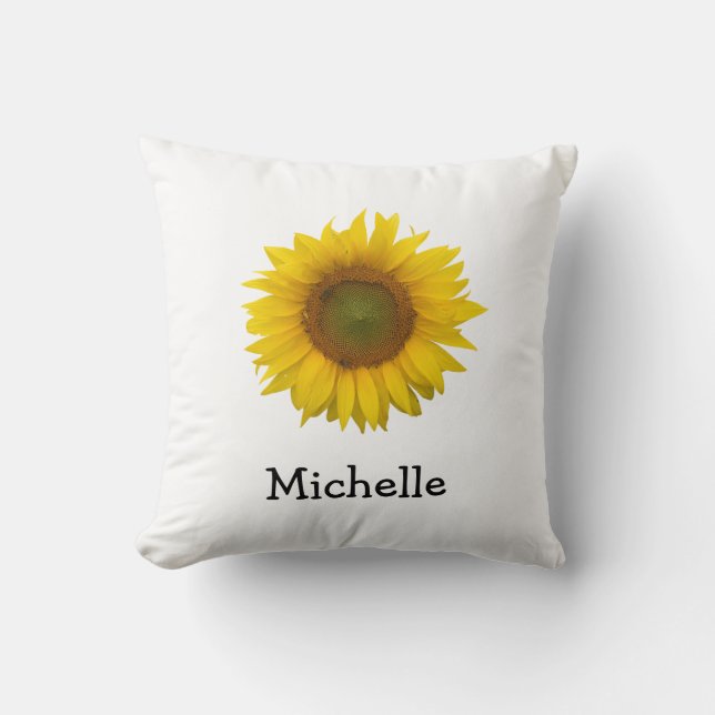 Yellow Sunflower Simple Personalized  Throw Pillow (Front)