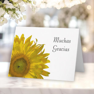 Yellow Sunflower Spanish Thank You Note Gracias Card
