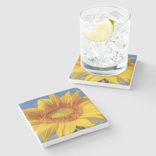 Yellow Sunflower Stone Coaster (Side)