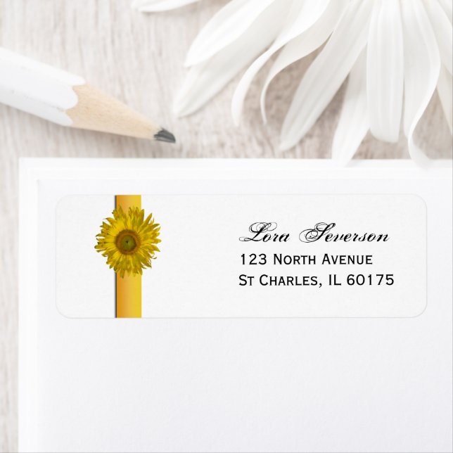 Yellow Sunflower Stripe Return Address (Insitu)