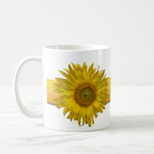 Yellow Sunflower Stripe Wedding Coffee Mug