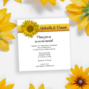 Yellow Sunflower Stripe Wedding Invitation