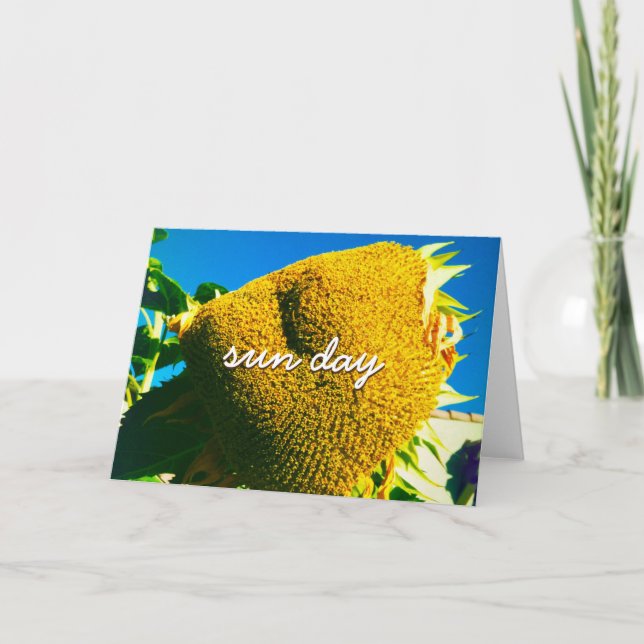 Yellow Sunflower Sun Day Quote Script Bold Modern Card (Front)