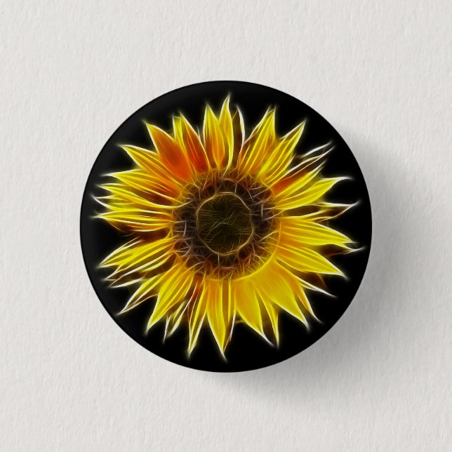 Yellow Sunflower Sun Flower Plant 1 Inch Round Button (Front)