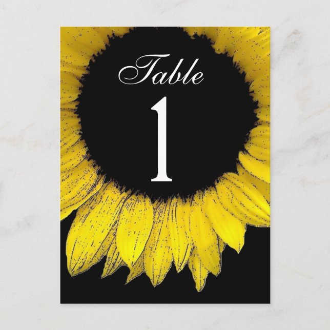 Yellow Sunflower Table Number Part of Set of 12 Postcard (Front)