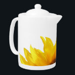 yellow sunflower tea/coffee pot<br><div class="desc">yellow sunflower petals against a white background</div>