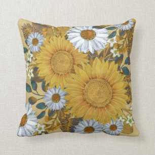 Yellow Sunflower Throw Pillow