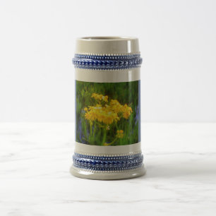 Yellow Sunflower Water Reflection Blue Stein
