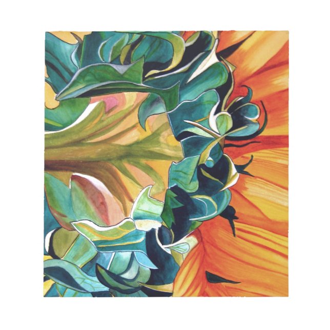 Yellow Sunflower watercolor original art painting Notepad (Front)