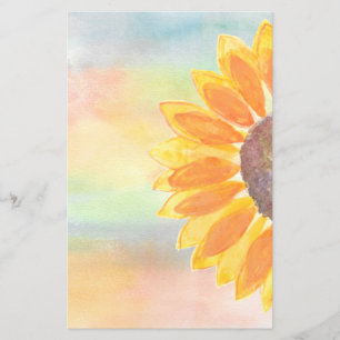 Yellow Sunflower Watercolor Paper Sheet