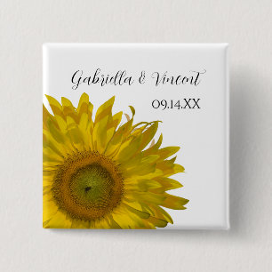 Yellow Sunflower Wedding 2 Inch Square Button