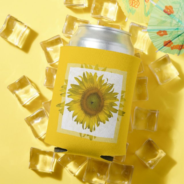 Yellow Sunflower Wedding Favour Can Cooler (In Situ Summer)