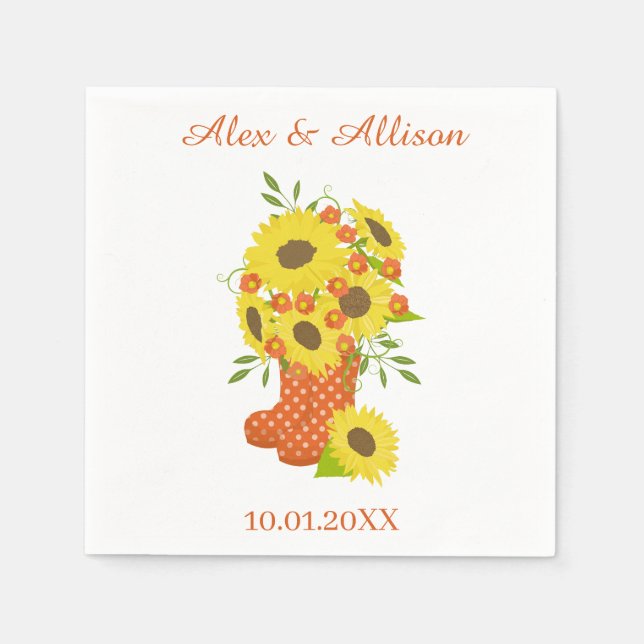 Yellow Sunflower Wedding Napkin (Front)