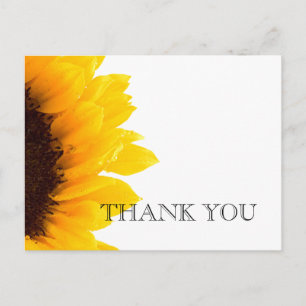 Yellow Sunflower Wedding Thank You Postcard