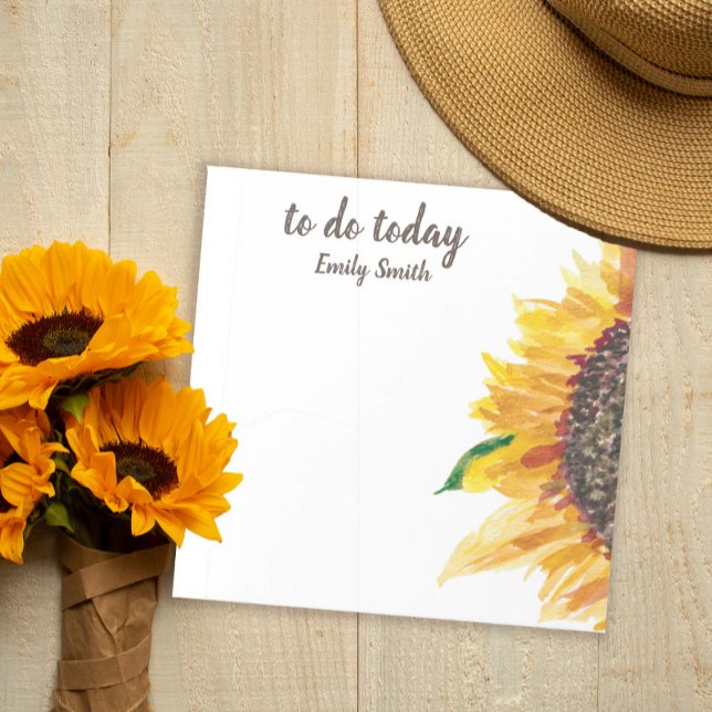 Yellow Sunflower White To Do Today Notepad (Creator Uploaded)