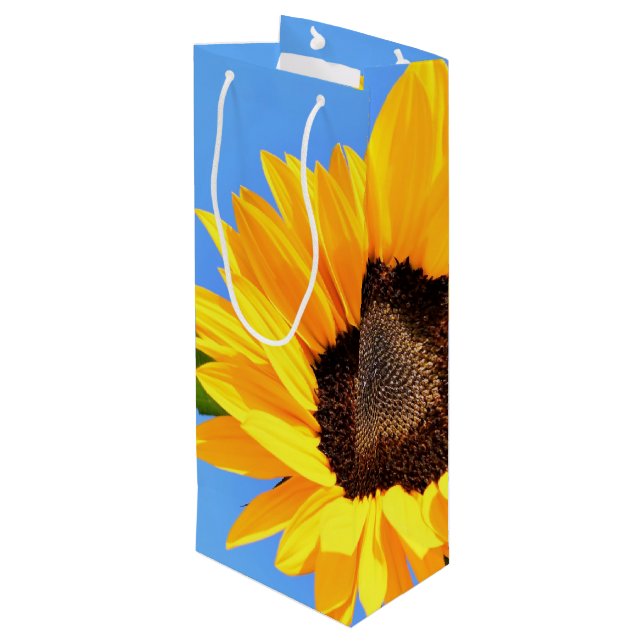 Yellow Sunflower Wine Gift Bag (Back Angled)