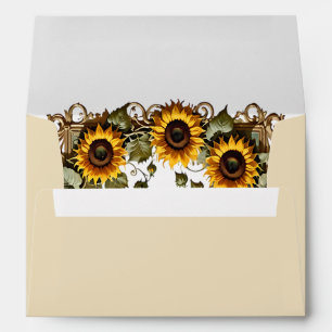 Yellow sunflower with art frame wedding  envelope