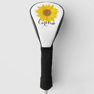 Yellow Sunflower with Custom Name Golf Head Cover