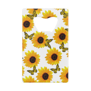 Yellow Sunflowers And Butterflies, Bottle Opener Credit Card Bottle Opener