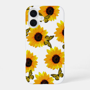 Yellow Sunflowers And Butterflies, iPhone 16 Case