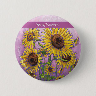 Yellow Sunflowers Art 2 Inch Round Button
