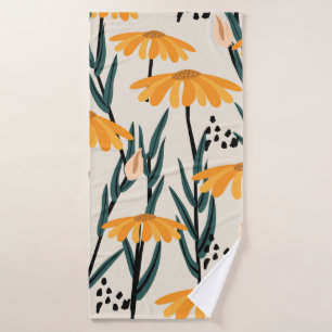 Yellow sunflowers bath towel