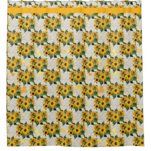 Yellow Sunflowers Bathroom Yellow Brown Shower Cur
